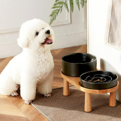 MOPANG elevated wooden stand supports natural feeding posture