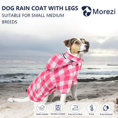 Morezi dog rain coat pink with removable hood