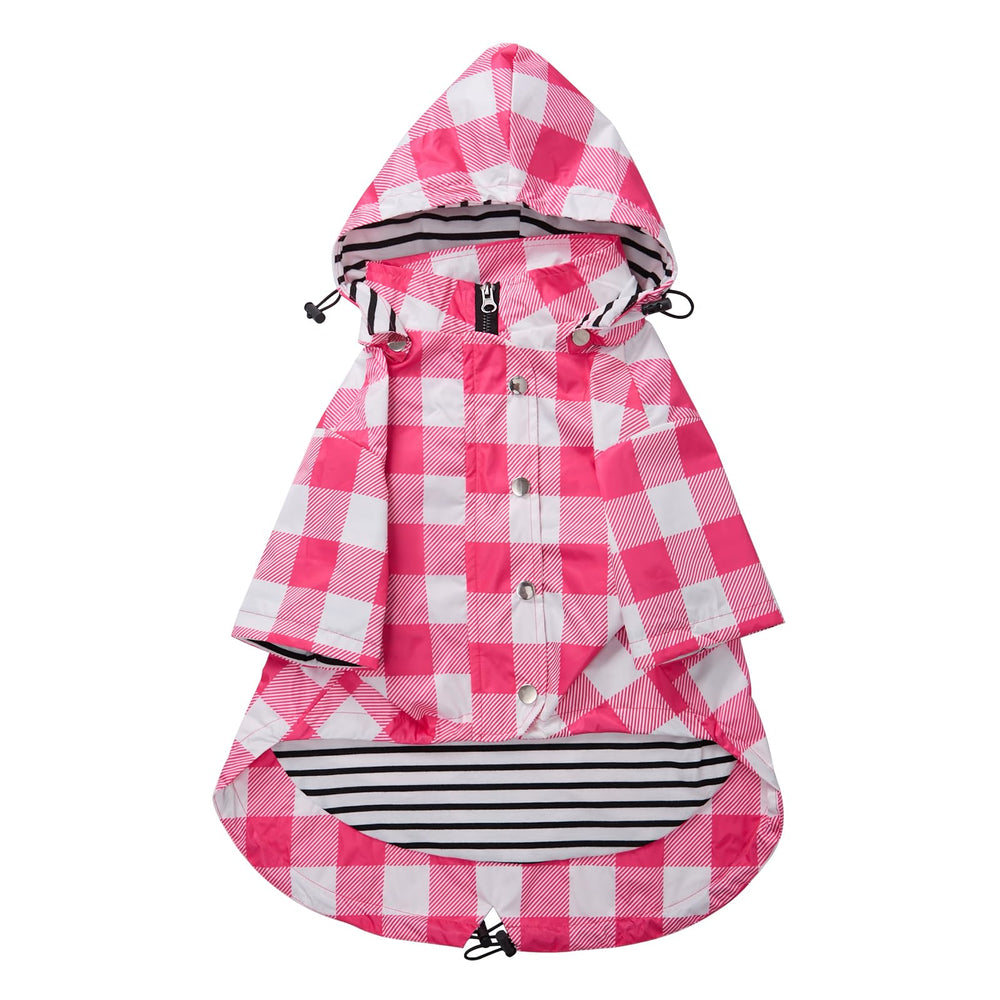 Morezi dog rain coat pink waterproof front view for rainy walks