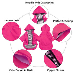 Morezi raincoat features harness hole and back pocket for essentials.