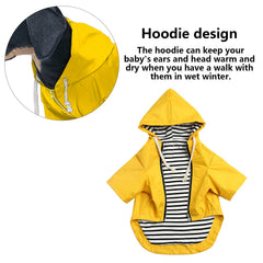 Morezi dog raincoat harness hole shows easy harness compatibility during hikes.