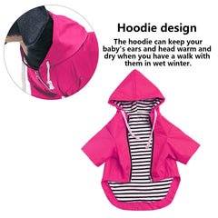 Morezi pink raincoat worn by a dog keeps coats cleaner in mud.