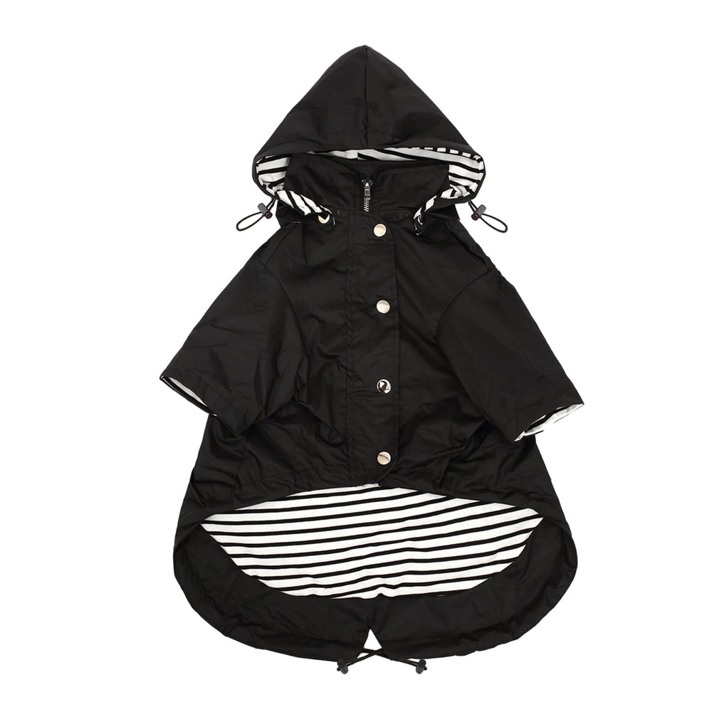 Morezi dog raincoat with reflective buttons front view boosts visibility and stylish protection.