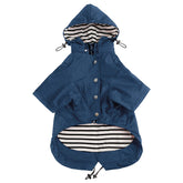 Morezi dog zip-up raincoat with removable hood protects dogs on rainy walks.