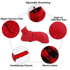Morezi Greyhound Winter Coat reflective piping detail for better visibility