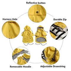 Morezi yellow raincoat with rolled sleeves for short-legged dogs.