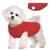 MORVIGIVE dog fleece vest red front view keeps small dogs warm during outdoor walks.