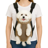 Mosago dog backpack carrier strap detail promotes secure walking.