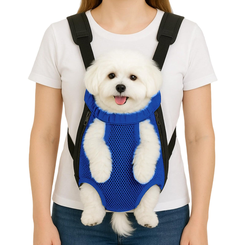 Mosago dog backpack front view for hands-free walking and close bonding.