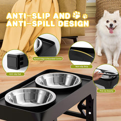 Moserein elevated bowls non-slip feet prevent spills and protect floors during enthusiastic mealtimes.
