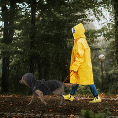 Mosucoirl dog raincoat reflective-straps enhances visibility during nighttime walks.