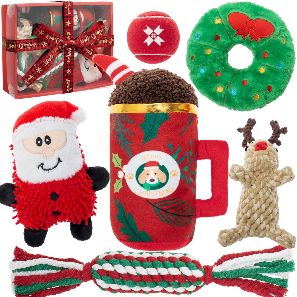 Motzabo Santa Claus squeaky toy for playful indoor fetch and boredom relief.
