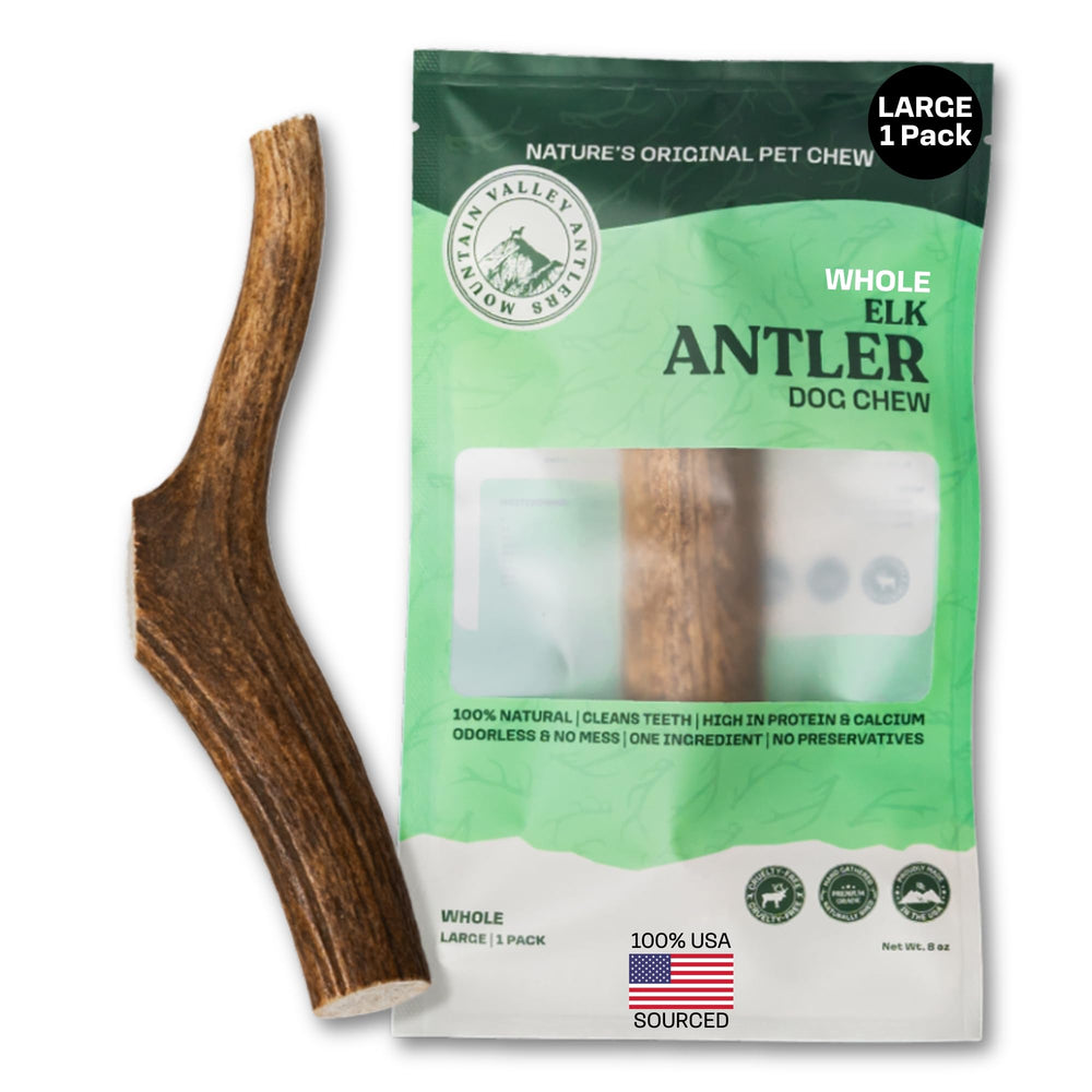 Mountain Valley Antlers whole large pack offers a long-lasting, natural chew for dogs.