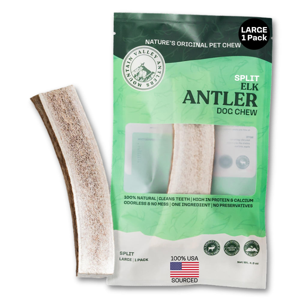 Mountain Valley Elk Antlers large split dog chew; durable long lasting play