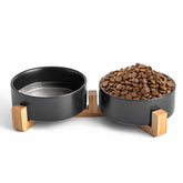 Mowtanco black ceramic dog bowl with easy-clean finish for small pets.