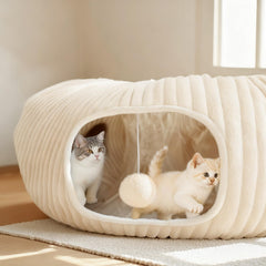 MOYMO cat tunnel bed S-shaped design boosts varied play routes and hideouts
