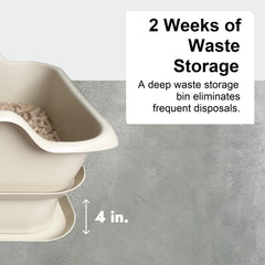 Mr. Catman waste storage tray provides roomy space for extended waste storage.