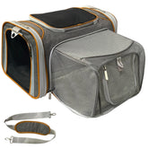 Mr. Peanut's airline carrier front view demonstrates compact in-cabin fit with expandable space for pets.