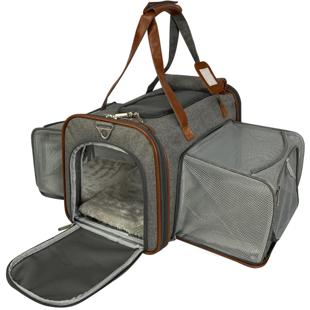 Mr. Peanut's Gold Series carrier closed front view suitable for under-seat airline travel.