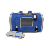 Mr. Peanut's Monterey blue backpack side view for easy hands-free travel with a small pet.