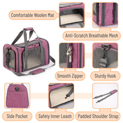 Mr. Pen pet carrier pink fits under most airline seats for easy travel