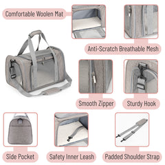 Mr. Pen pet carrier soft wool mat provides cozy resting for pets.