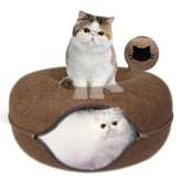Mrocioa Donut Cat Tunnel Bed entrance view offers cozy privacy for large cats up to 30 lbs