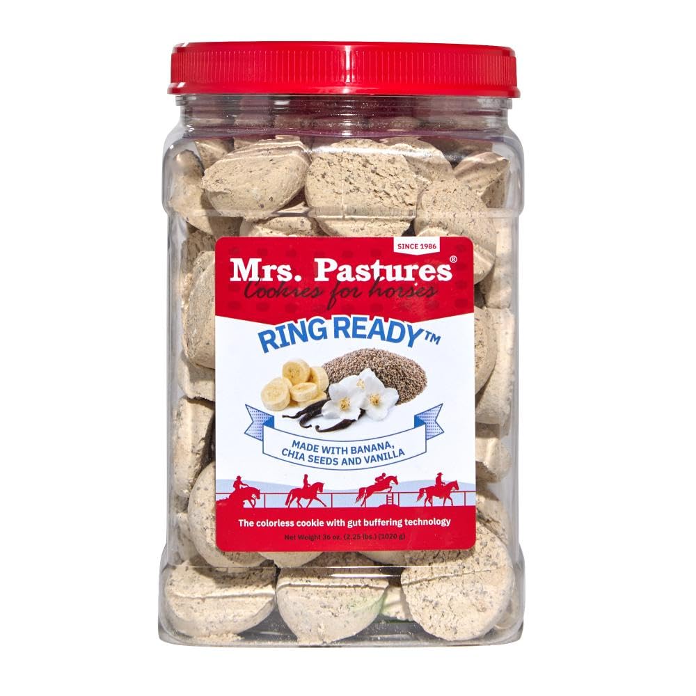 Mrs Pastures Ring Ready Cookies for Horses close-up—crispy training treat.