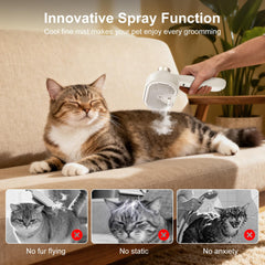 MRSDAYU cat steam brush spray function delivers a cool mist for calmer grooming.