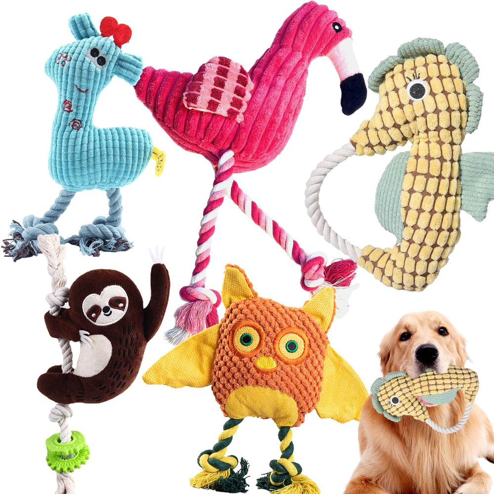 MRSOHRET plush dog toy rope-squeaker enables interactive play sessions.