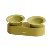 MS Make Sure raised cat bowls set in ceramic with stand for easy, mess-free dining.
