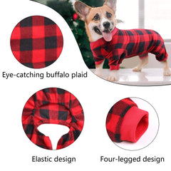 Mtliepte pijama navideño para perro de flannel suave, perfecto para sesiones de fotos familiares.
