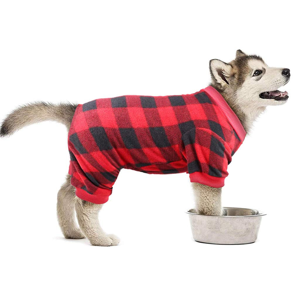 Mtliepte pijama para perro talla L, cuadros rojos en flannel suave, ideal para días festivos.
