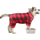 Mtliepte pijama para perro talla L, cuadros rojos en flannel suave, ideal para días festivos.