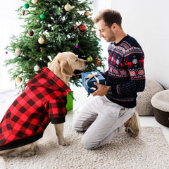 Mtliepte red plaid dog hoodie fabric close up shows soft cuddle texture