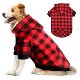Mtliepte red plaid dog hoodie front view shows cozy warmth for walks
