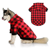 Sudadera Mtliepte para perro de cuadros rojos con capucha y bolsillo, ideal para paseos.