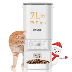 MUBBI automatic cat feeder front view demonstrates portion control for pets.