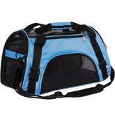 MuchL Pet Carrier medium blue front view shows compact design for small pets