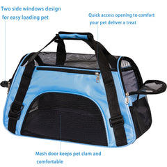 MuchL Pet Carrier medium blue top carry handle offers versatile carrying options