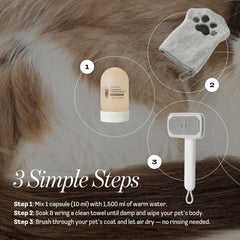 Muddi Pet no-rinse towel-cleanse in use on a cat for a low-stress refresh.