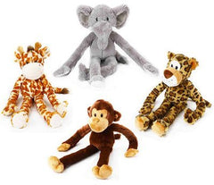 Multipet 22-inch Swingin Safari monkey dog toy with squeaky limbs for tug and cuddle.