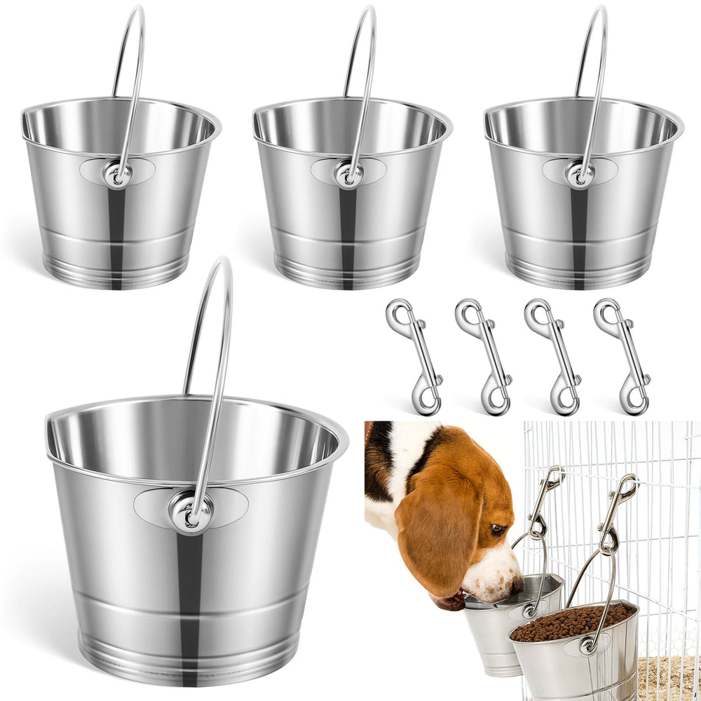 Mumufy 4-set flat-side bucket top view highlighting compact, spill-resistant design for cages