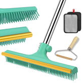Mupapi carpet rake with 60-inch handle reaches under furniture for pet hair removal
