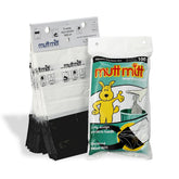 Mutt Mitt 100 white-black 2-ply bags displayed at a station for quick yard cleanup.