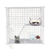 MUYG 2-Tier DIY Cat Cage front view shows spacious indoor play area for safe pets
