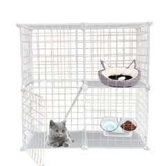 MUYG 2-Tier DIY Cat Cage front view shows spacious indoor play area for safe pets
