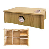 MUYG multi room hamster hideout assembly view highlighting modular wood maze for interactive play.