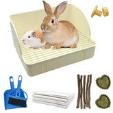 MUUG rabbit litter box white front view highlights spill-proof design for tidy cages