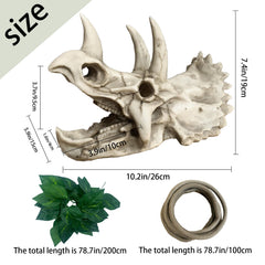 MUYG reptile tank decor detailed dinosaur skull adds realistic terrarium ambiance